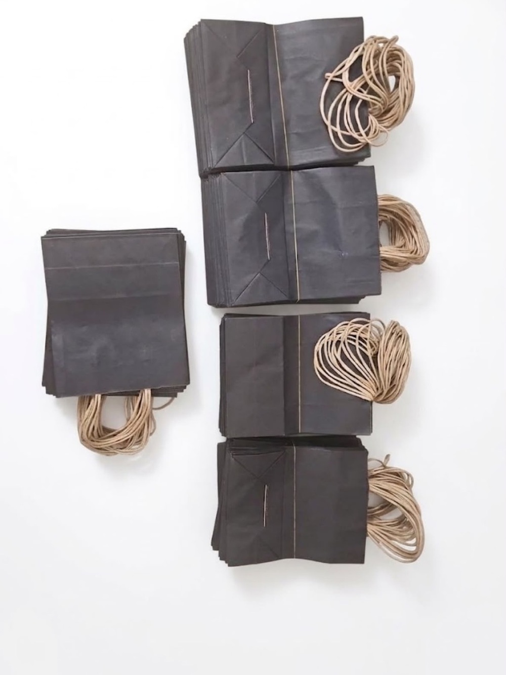 Black Paper Gift Bags with Brown Twisted Handles - Pack of 5